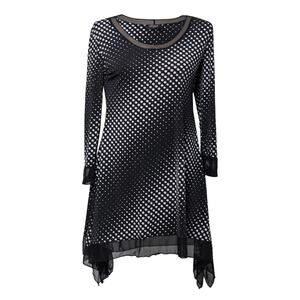 Women's Polka Dot Tunic Size L Black White Long Sleeve NWT Klaveli